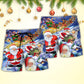 Cute Funny Santa Holiday Beach Shorts Design View For Summer Events And Coastal Getaways