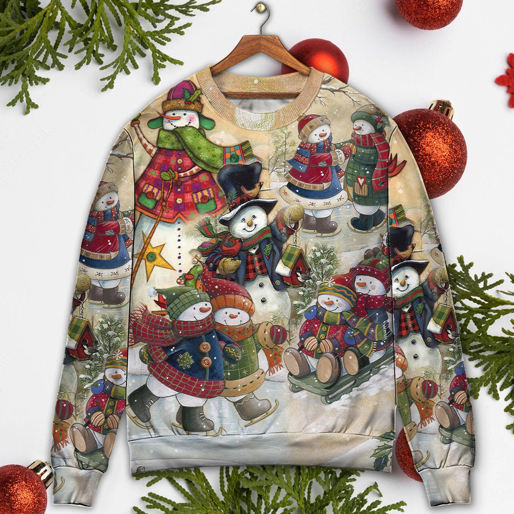 Christmas Couple Snowman Winter Sweater For Family Gatherings Winter Travel And Everyday Seasonal Comfort