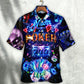 Neon Game Card Casino Slot Machine Jackpot Hawaiian Shirt Artwork Detail For Tropical Trips And Casual Outings