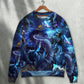 Blue Dragon Skull Fire Lightning Sweater For Fantasy Fans Casual Outings And Weekend Adventures