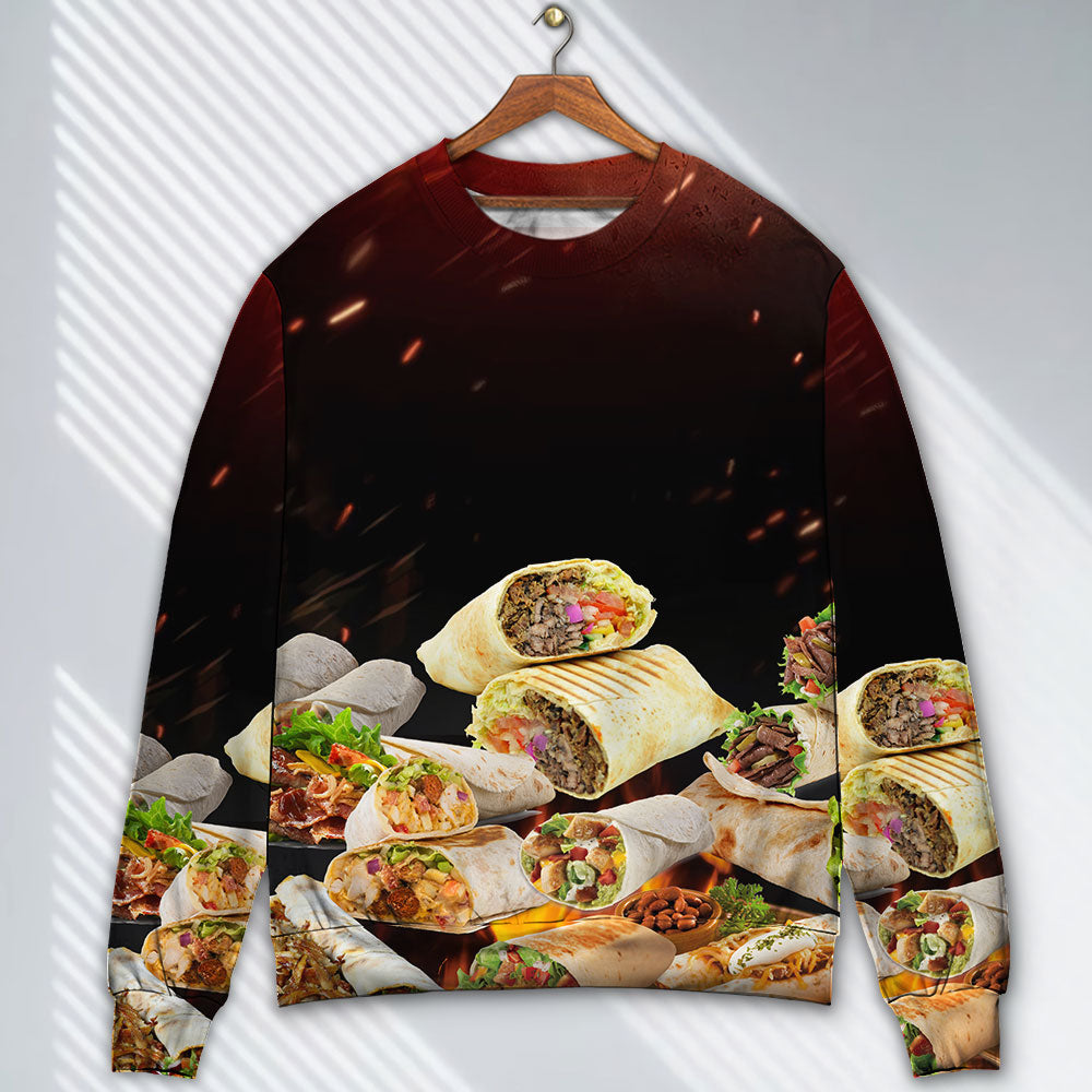 Burritos Fast Food Delicious Sweater For Casual Wear Travel Holidays And Comfortable Everyday Styling