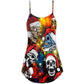 Christmas Skull Santa Hat Theme V-Neck Sleeveless Cami Dress For Festivals Travel And Relaxed Casual Summer Wear