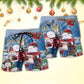 Christmas Snowman Family Love Beach Shorts Pattern View For Coastal Holidays And Casual Activities