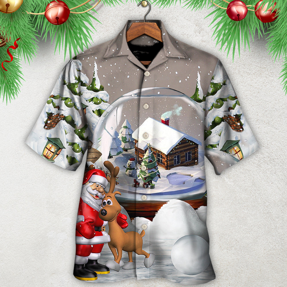 Christmas Santa Giving Everyone Hawaiian Shirt Design View For Resort Travel And Thoughtful Gifting