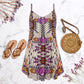 Native Sign Purple Pink V-Neck Sleeveless Cami Dress For Parties And Relaxed Everyday Styling