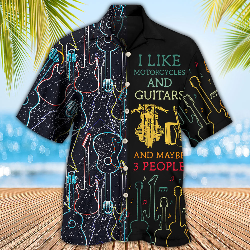 Guitar Motorcycle Hawaiian Shirt Pattern View For Lightweight Everyday Style