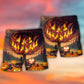 Halloween Pumpkin Burning Crazy Hawaiian Print Beach Shorts For Distinctive Warm Weather Style