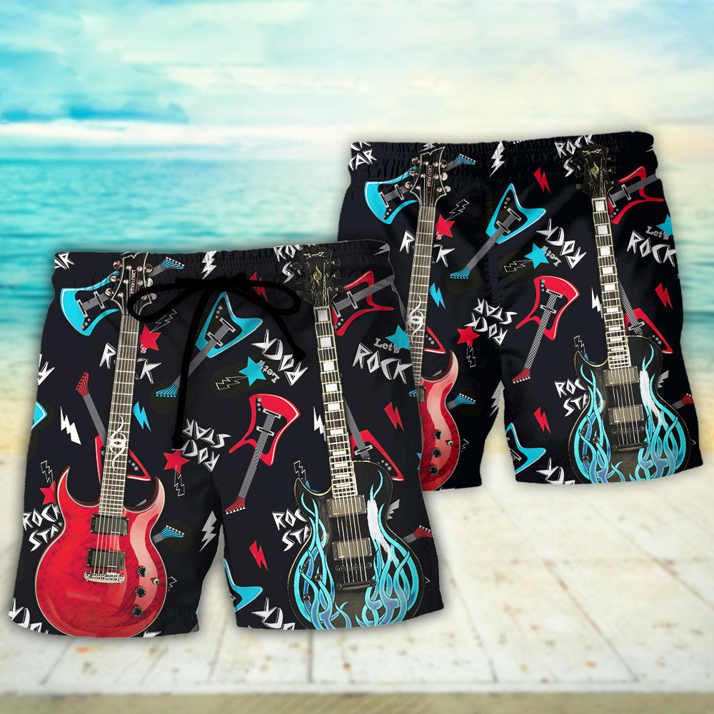 Guitar Music Is All I Need Beach Shorts Print View For Coastal Escapes And Casual Outings