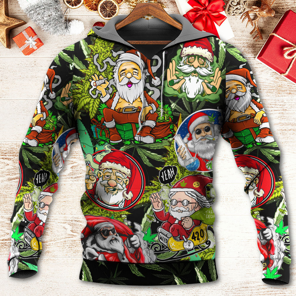 Hippie Funny Christmas Santa Humor Hoodie For Festive Family Moments Winter Wear And Holiday Gift Ideas