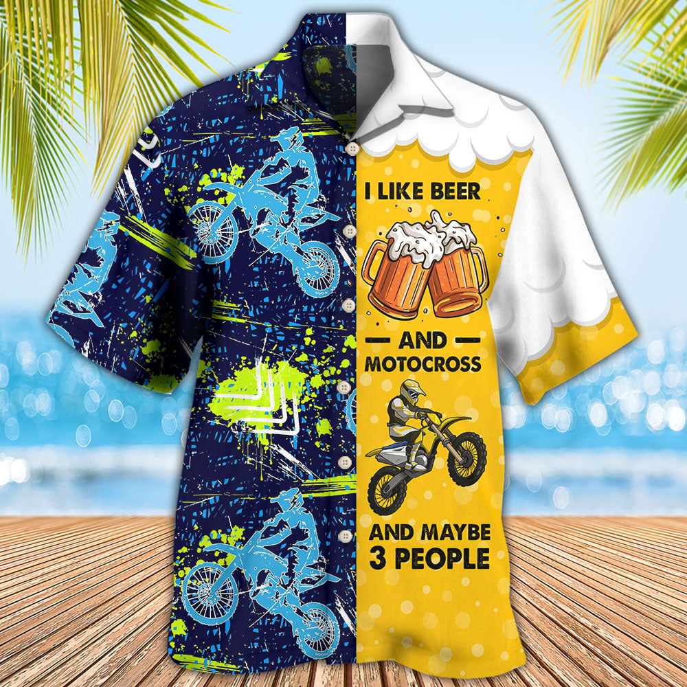 Beer Motocross Hawaiian Shirt Pattern Detail For Summer Holidays And Outdoor Fun