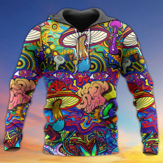 Hippie Colorful Mushroom Love Hoodie For Colorful Streetwear Festivals And Comfortable Daily Wear