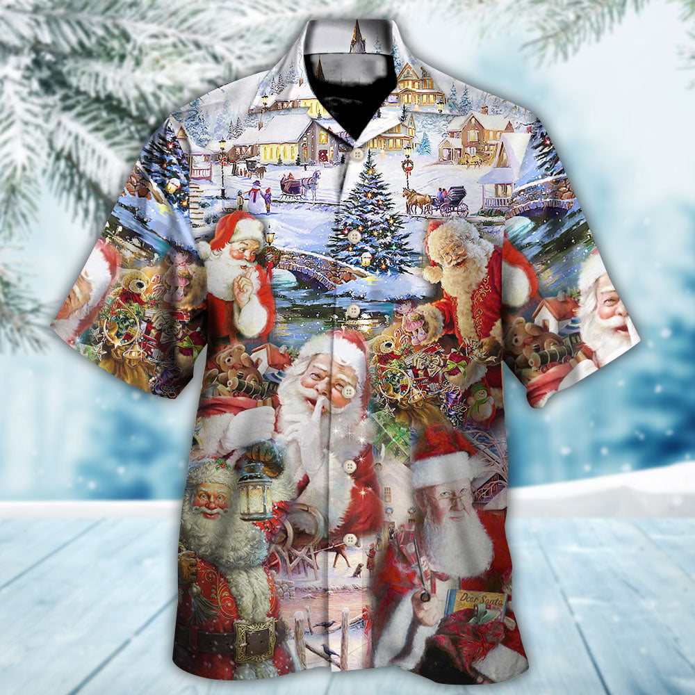 Christmas Santa Ho's Hawaiian Shirt Pattern Detail For Vacation Travel And Daily Wear