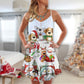 Santa And Snowman Happy Together V-Neck Sleeveless Cami Dress For Summer Events And Comfortable Everyday Style