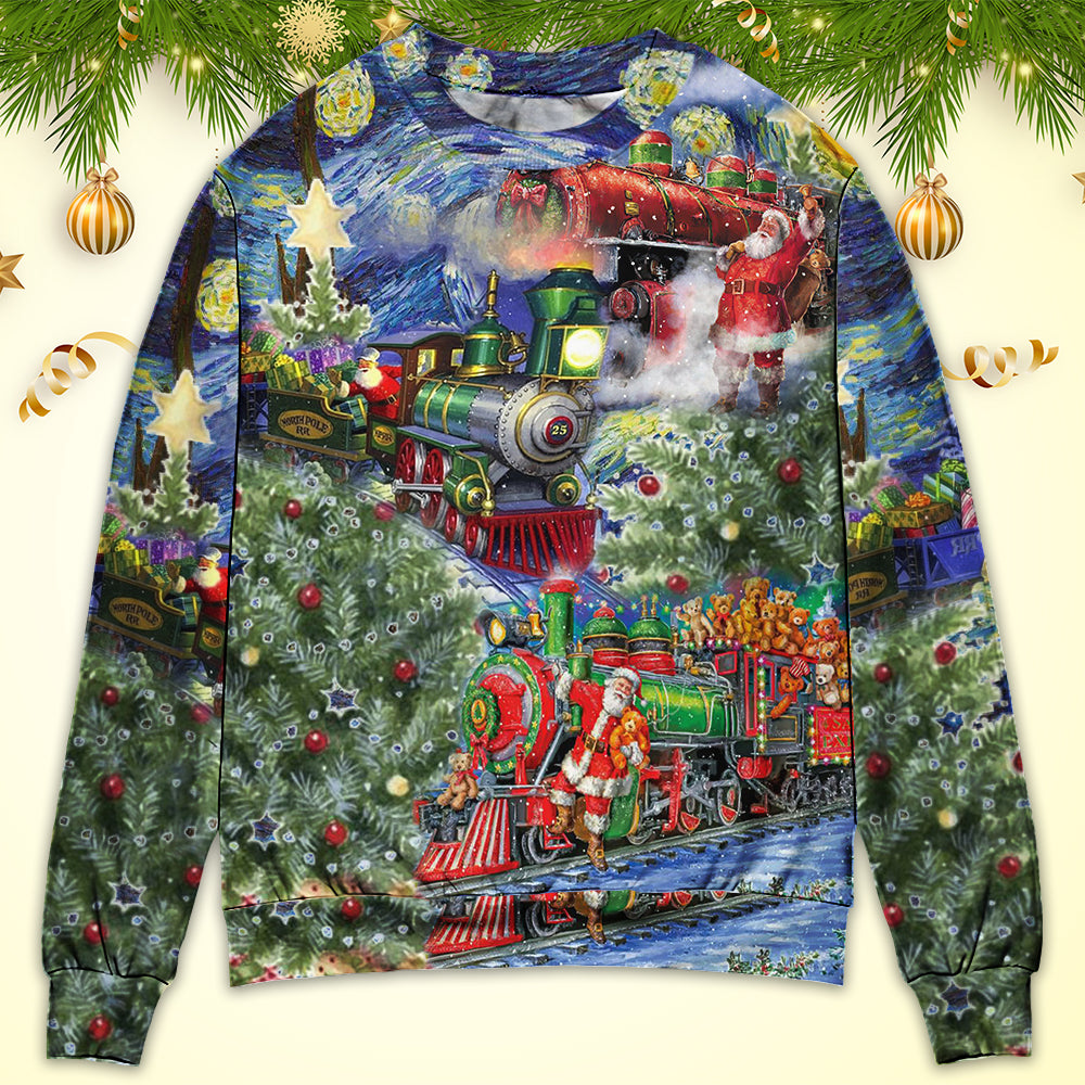 Christmas Gift Train Arrives At The Wharf Sweater For Festive Family Events Casual Wear And Holiday Gift Giving