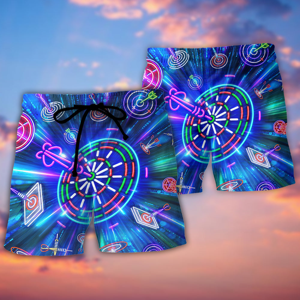 Neon Darts Game Night Beach Shorts Graphic Detail For Resort Trips And Casual Outings