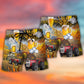 Beer Tractor Farm Beach Shorts Pattern Detail For Relaxed Weekends And Lightweight Summer Style