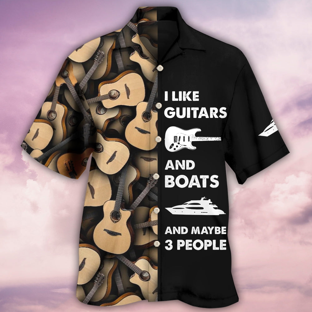 Guitar Boat Hawaiian Shirt Pattern View For Relaxed Warm Weather Outfits