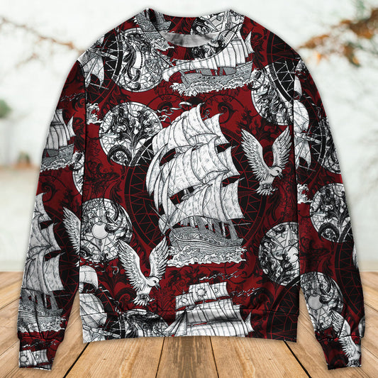 Sailing Ship Old Vintage Anchor Sea Sweater For Seaside Adventures Outdoor Events And Relaxed Daily Style