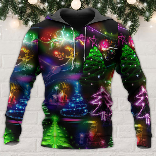 Neon Christmas Tree Snowman Glow Hoodie For Christmas Events Holiday Travel And Comfortable Casual Outfits