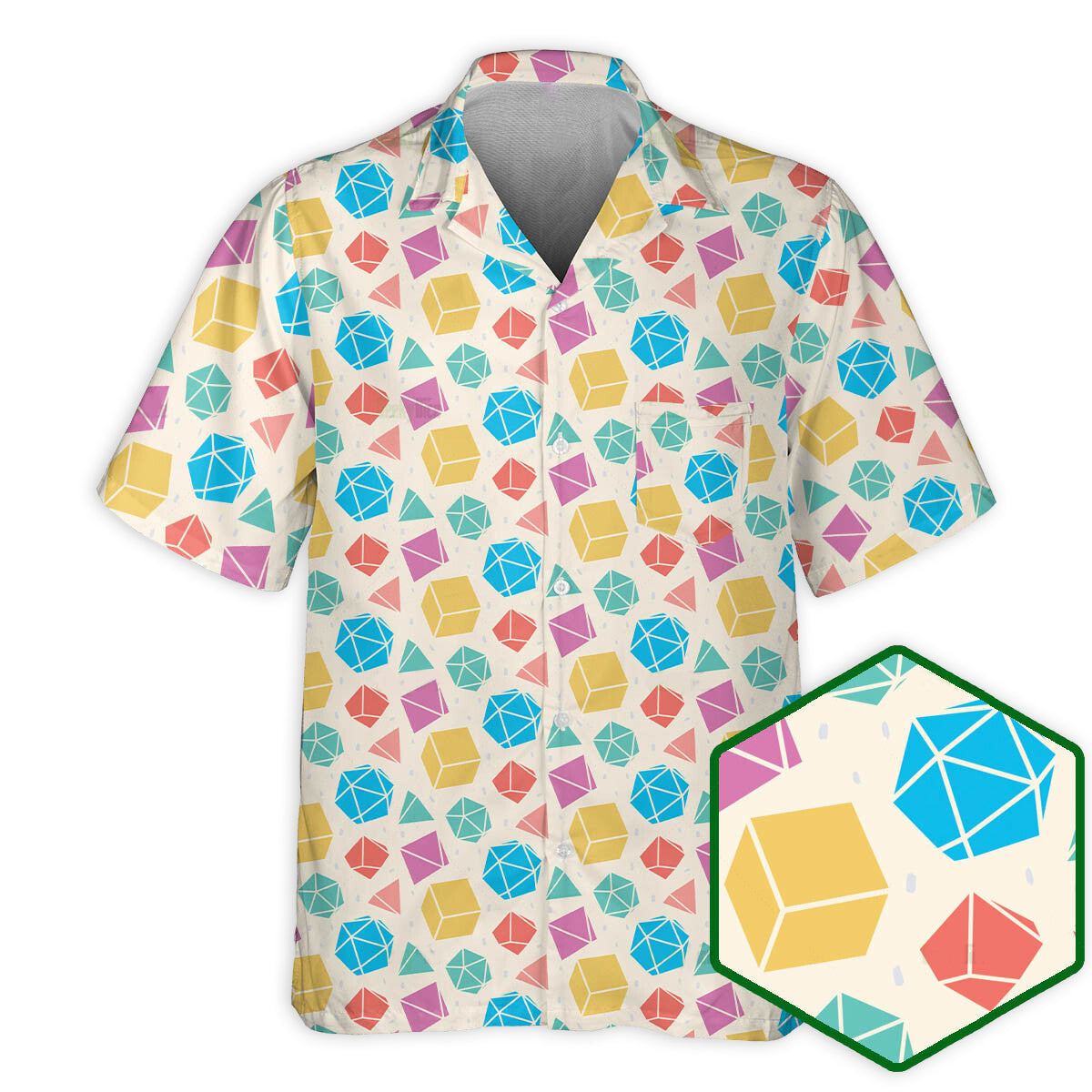 Fantasy Role Dice Hawaiian Shirt Button Front Artwork For Summer Travel