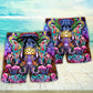 Hippie Mushroom And Skull Colorful Beach Shorts Pattern View For Resort Days And Outdoor Activities