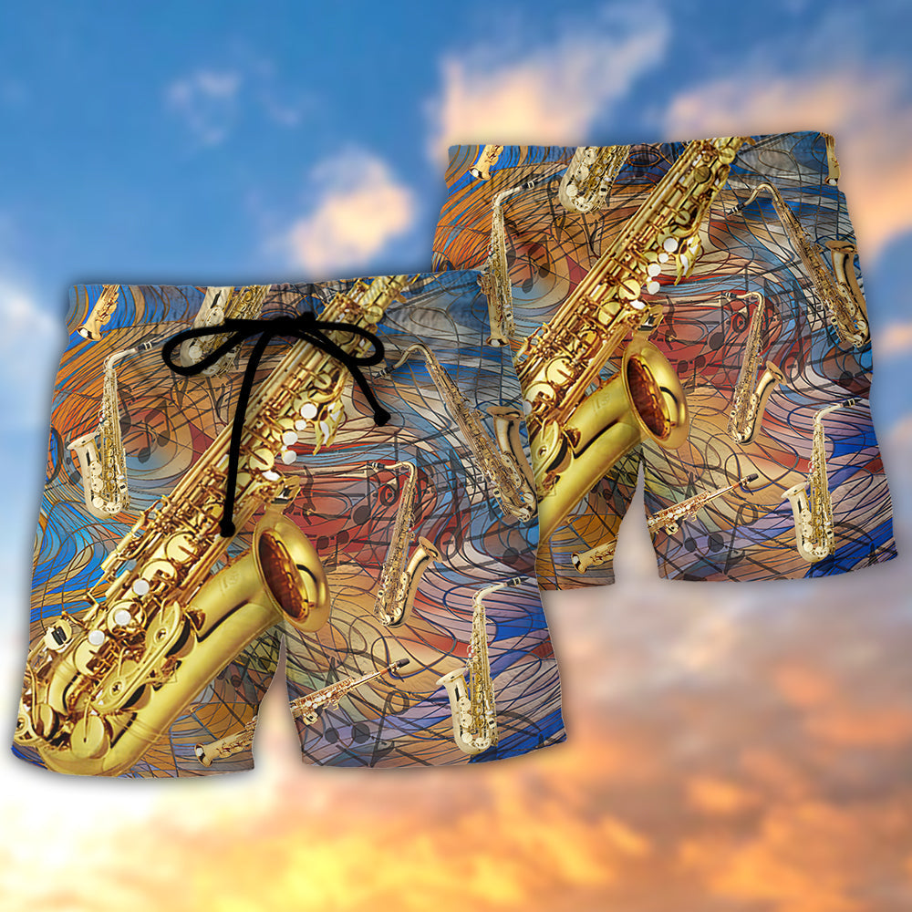 Saxophone See The Sound Music Beach Shorts Design Detail For Casual Warm Weather Outfits