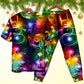 Santa Snowman Christmas Tree Lights Short Sleeve Pajamas Set For Holiday Bedtime And Cozy Home Wear