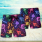 Galaxy Mushroom Rainbow Colorful Beach Shorts Pattern Detail For Sunny Outdoor Activities