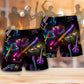 Neon Guitar Beach Shorts Pattern Detail For Outdoor Activities And Relaxed Casual Wear