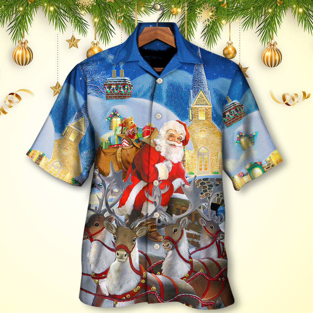 Festive Christmas Reindeer Gift Hawaiian Shirt Design View For Resort Travel And Thoughtful Gifting