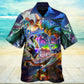 Neon Colorful Dragon Legends Hawaiian Shirt Artwork Detail For Tropical Trips And Casual Outings