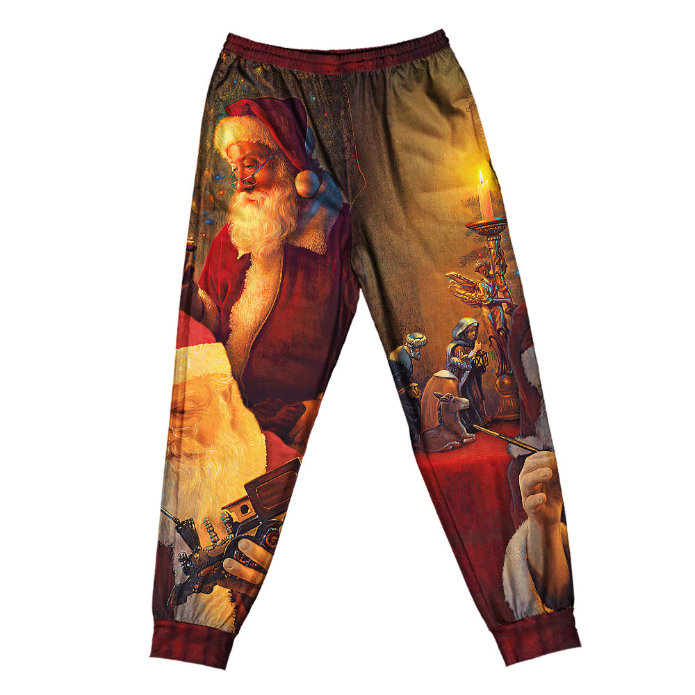 Santa Christmas Spirit Short Sleeve Pajamas Set For Winter Nights And Thoughtful Gifting