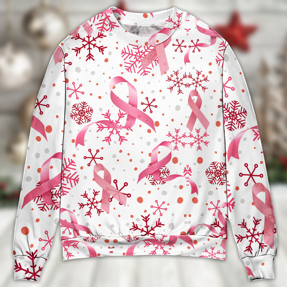 Breast Cancer Pink Ribbon Merry Christmas Sweater For Holiday Parties Family Gatherings And Seasonal Gift Giving