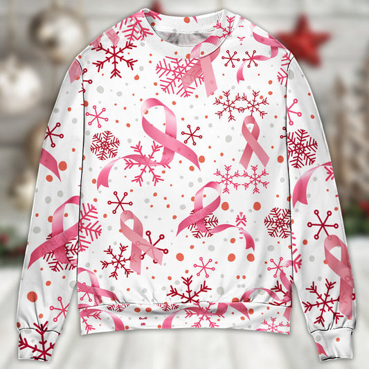 Breast Cancer Pink Ribbon Merry Christmas Sweater For Holiday Parties Family Gatherings And Seasonal Gift Giving