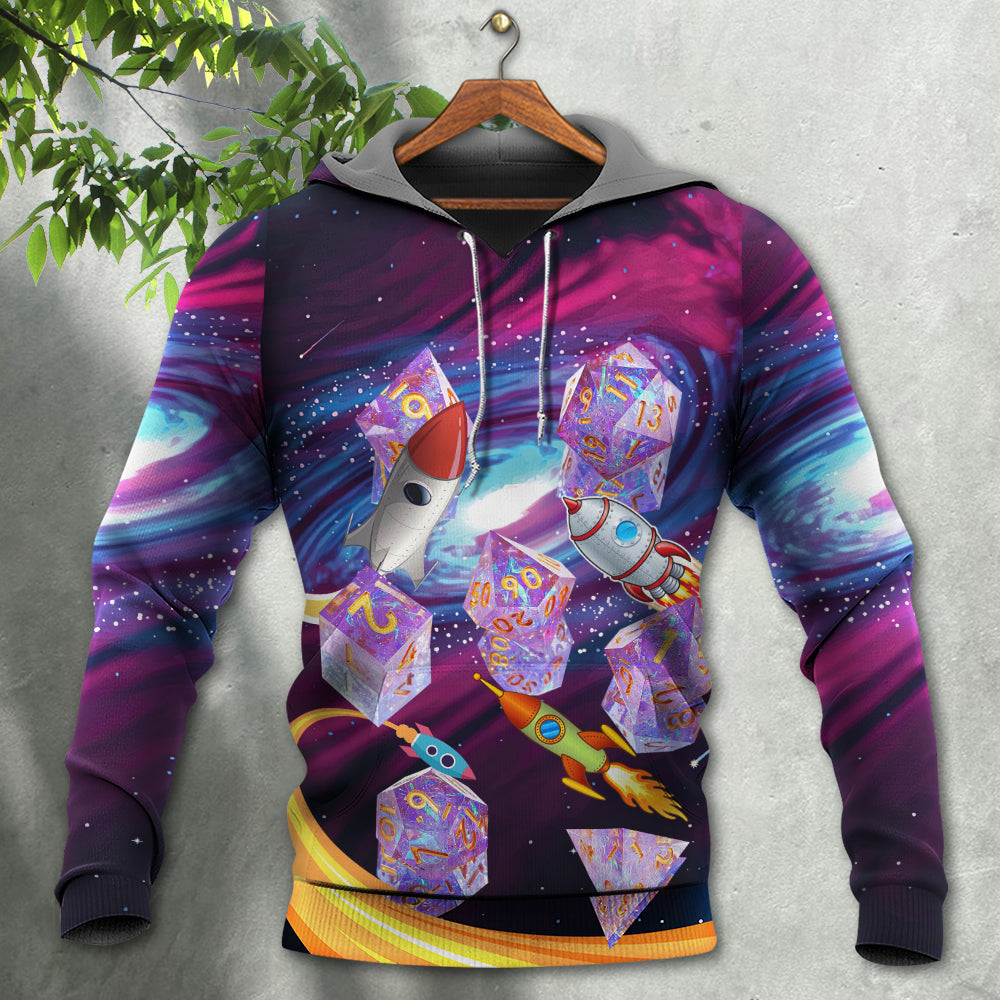 Galaxy Dice Space Adventure Theme Hoodie For Imaginative Art Fans Seasonal Events And Relaxed Style