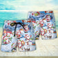 Santa And Snowman Christmas Celebration Beach Shorts For Beach Trips And Relaxed Vacation Styling