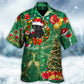 Black Happy Green Cat Christmas Drinking Tree Hawaiian Shirt Pattern View For Lightweight Everyday Style
