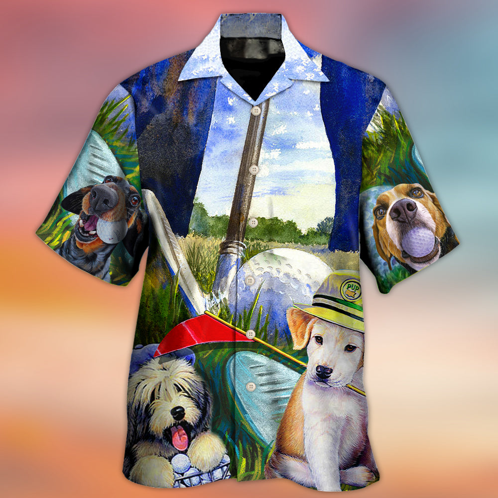 Funny Golf Dog Hawaiian Shirt Creative Print View For Vacation Style
