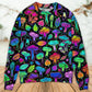 Neon Colorful Mushroom With Leaf Sweater For Festival Adventures Vacations And Relaxed Daily Styling