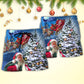 Santa Story Christmas Beach Shorts Pattern Detail For Outdoor Activities And Distinctive Seasonal Style