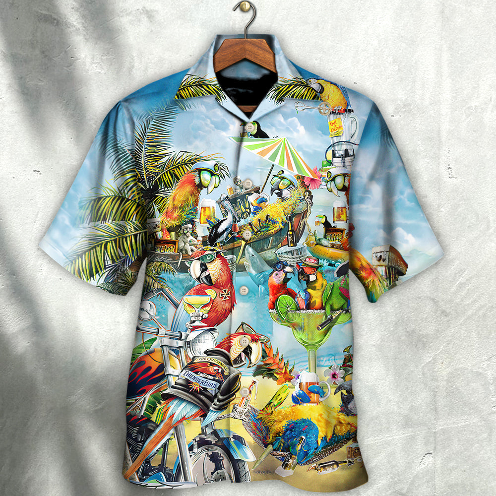 Tropical Parrot Cocktail Vibes Hawaiian Shirt For Summer Events And Casual Outdoor Wear