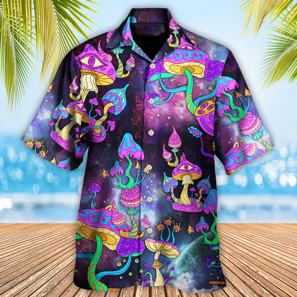 Bohemian Mushroom Hawaiian Shirt For Coastal Adventures And Warm Weather Wear