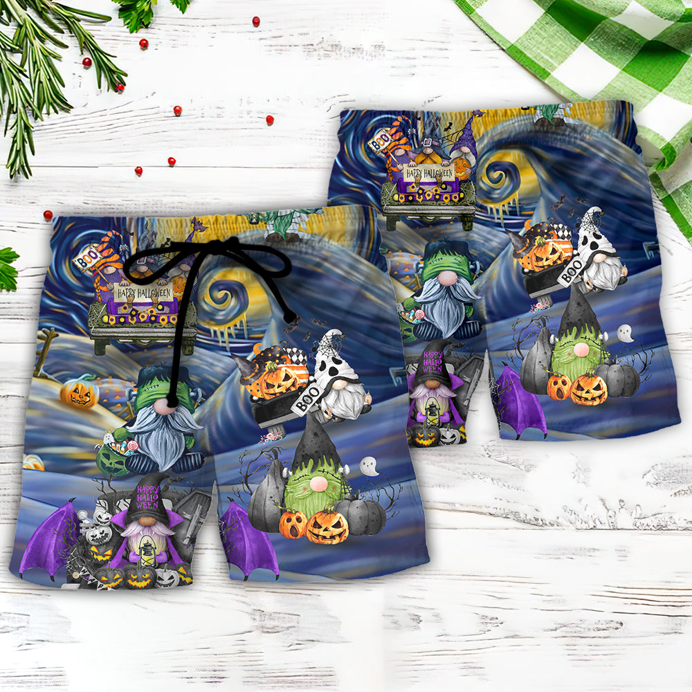 Halloween Gnome Spooky Haunted House Beach Shorts For Festive Outdoor Style