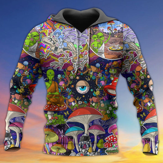 Hippie Colorful Mushroom Alien Hoodie For Free Spirit Outings Holidays And Relaxed Layering