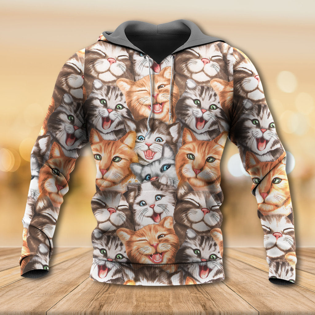 Cute Funny Happy Cat Life Hoodie For Animal Enthusiasts Outdoor Activities And Daily Wear