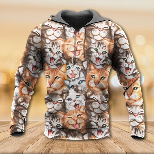 Cute Funny Happy Cat Life Hoodie For Animal Enthusiasts Outdoor Activities And Daily Wear