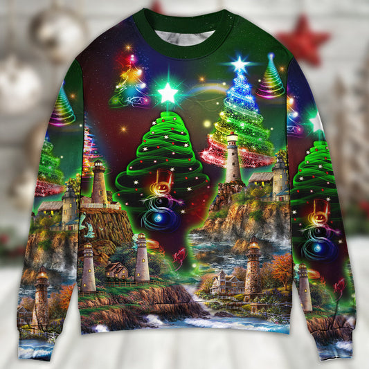Lighthouse Merry Christmas Happy Sweater For Family Gatherings Winter Travel And Everyday Seasonal Comfort