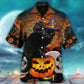 Black Cat Halloween Pumpkin Scary Hawaiian Shirt For Poolside Relaxation And Sunny Getaways