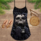 Skull Love Darkness V-Neck Sleeveless Cami Dress For Alternative Festivals And Bold Summer Style