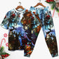 Cool Santa Christmas Short Sleeve Pajamas Set For Holiday Bedtime And Cozy Home Wear